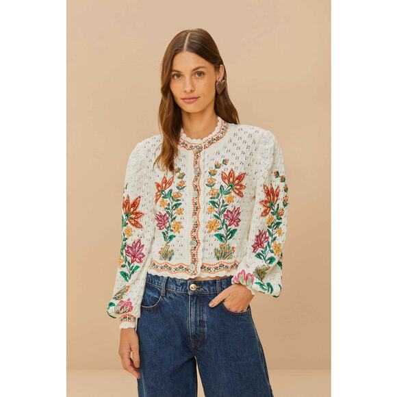 Farm Rio Women's Garden Delight Rosewood Cardigan Size XL - Picture 1 of 8